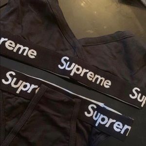 Reworked Supreme new underwear set black and white